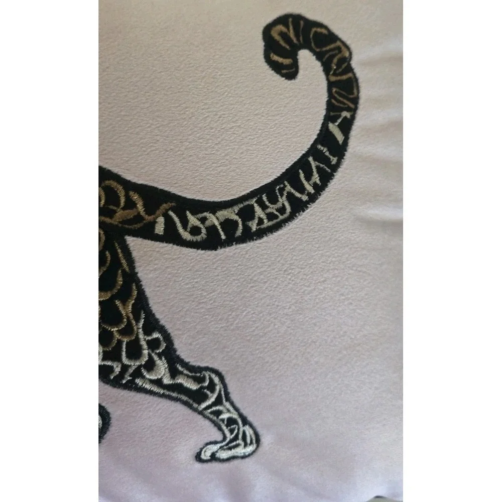 Bebe Blush Pink Velvet Leopard Lumbar Pillow Embroidered Cheetah Boho‎ Chic